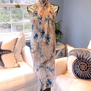 EUC Nautical chiffon Scarf / Swim Cover Up